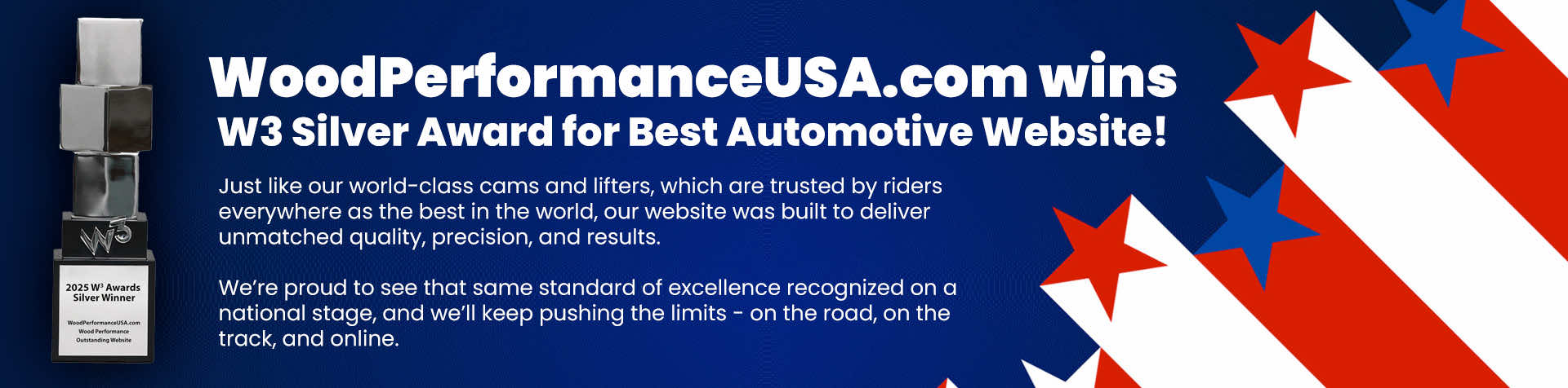 Wood Performance USA Wins W3 Silver Award for Best Automotive Website!